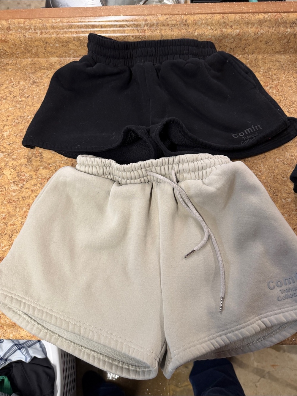 Comfort Women’s Black and tan Fleece Shorts - Elastic Waist and wild fable
